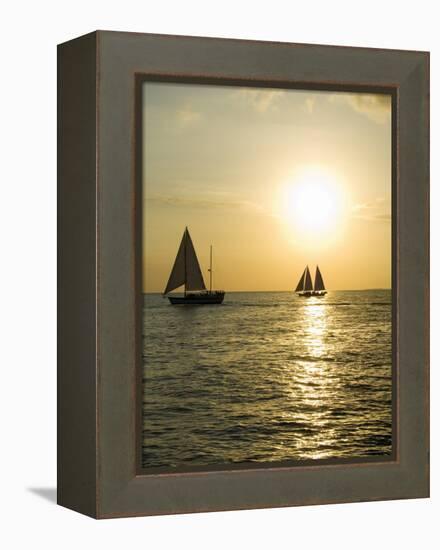 Sailboats at Sunset, Key West, Florida, United States of America, North America-Robert Harding-Framed Premier Image Canvas