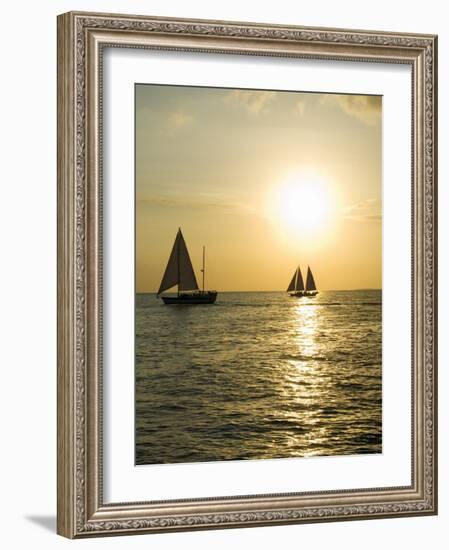 Sailboats at Sunset, Key West, Florida, United States of America, North America-Robert Harding-Framed Photographic Print