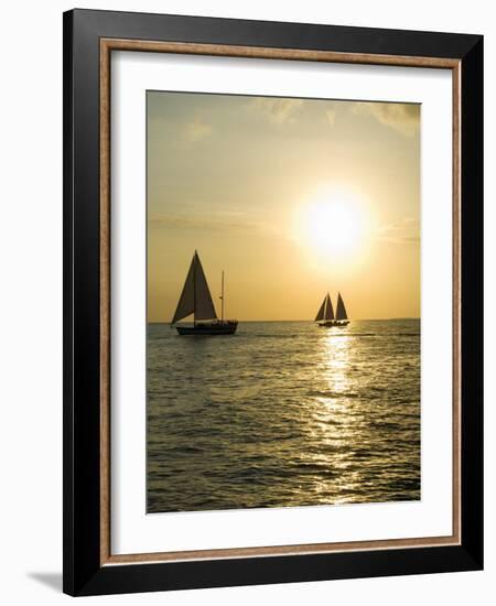 Sailboats at Sunset, Key West, Florida, United States of America, North America-Robert Harding-Framed Photographic Print