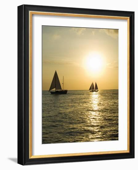 Sailboats at Sunset, Key West, Florida, United States of America, North America-Robert Harding-Framed Photographic Print