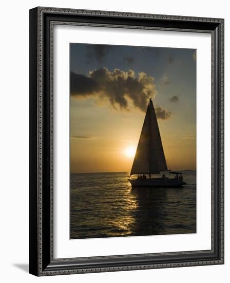 Sailboats at Sunset, Key West, Florida, United States of America, North America-Robert Harding-Framed Photographic Print