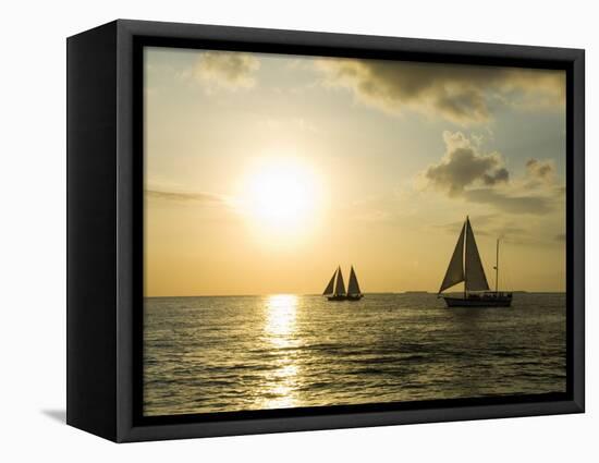 Sailboats at Sunset, Key West, Florida, USA-R H Productions-Framed Premier Image Canvas