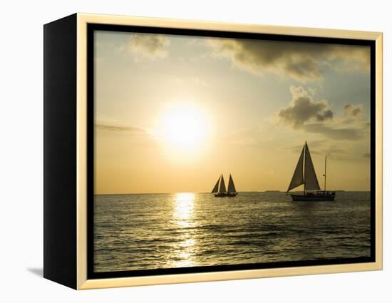 Sailboats at Sunset, Key West, Florida, USA-R H Productions-Framed Premier Image Canvas