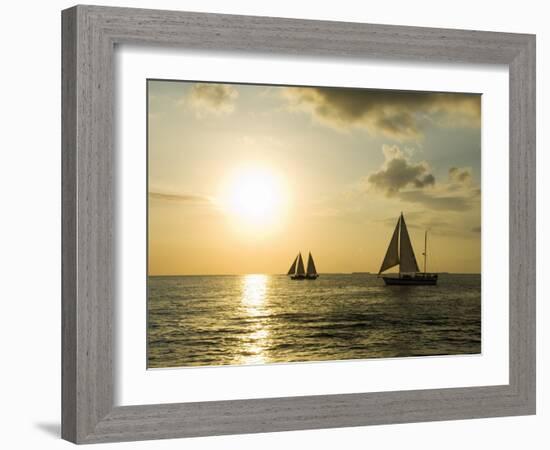 Sailboats at Sunset, Key West, Florida, USA-R H Productions-Framed Photographic Print