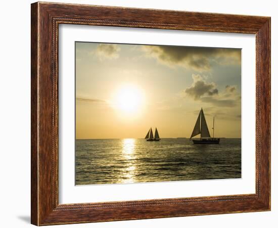 Sailboats at Sunset, Key West, Florida, USA-R H Productions-Framed Photographic Print