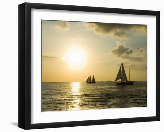 Sailboats at Sunset, Key West, Florida, USA-R H Productions-Framed Photographic Print