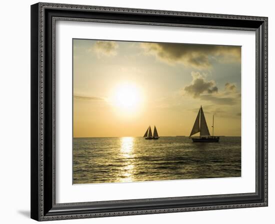 Sailboats at Sunset, Key West, Florida, USA-R H Productions-Framed Photographic Print