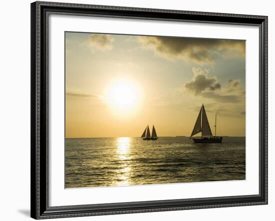 Sailboats at Sunset, Key West, Florida, USA-R H Productions-Framed Photographic Print