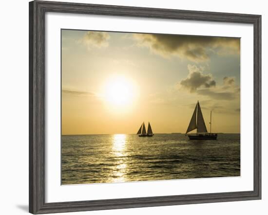 Sailboats at Sunset, Key West, Florida, USA-R H Productions-Framed Photographic Print