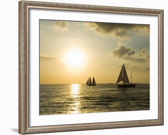 Sailboats at Sunset, Key West, Florida, USA-R H Productions-Framed Photographic Print