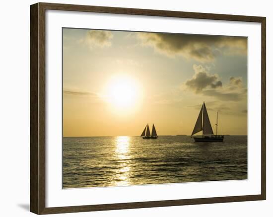 Sailboats at Sunset, Key West, Florida, USA-R H Productions-Framed Photographic Print