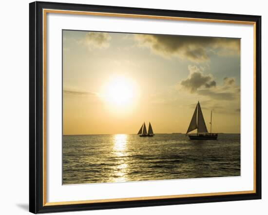 Sailboats at Sunset, Key West, Florida, USA-R H Productions-Framed Photographic Print