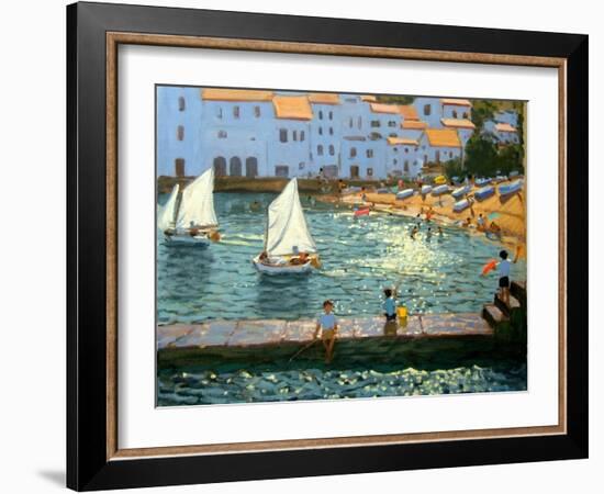 Sailboats, Cadaques, Costa Brava-Andrew Macara-Framed Giclee Print