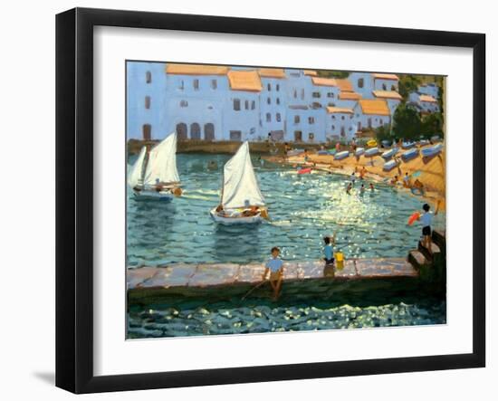 Sailboats, Cadaques, Costa Brava-Andrew Macara-Framed Giclee Print