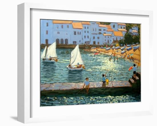 Sailboats, Cadaques, Costa Brava-Andrew Macara-Framed Giclee Print