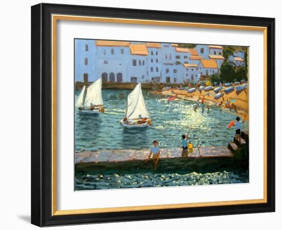 Sailboats, Cadaques, Costa Brava-Andrew Macara-Framed Giclee Print