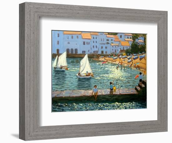 Sailboats, Cadaques, Costa Brava-Andrew Macara-Framed Premium Giclee Print