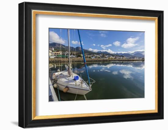 Sailboats Docked Along the Small Boat Harbor in Ushuaia, Argentina, South America-Michael Nolan-Framed Photographic Print