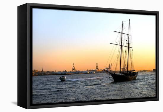 Sailboats - East River - Sunset - Manhattan - New York - United States-Philippe Hugonnard-Framed Premier Image Canvas
