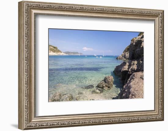 Sailboats in the turquoise sea, Fetovaia Beach, Campo nell'Elba, Elba Island, Livorno Province, Tus-Roberto Moiola-Framed Photographic Print