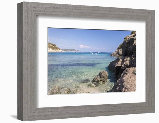 Sailboats in the turquoise sea, Fetovaia Beach, Campo nell'Elba, Elba Island, Livorno Province, Tus-Roberto Moiola-Framed Photographic Print