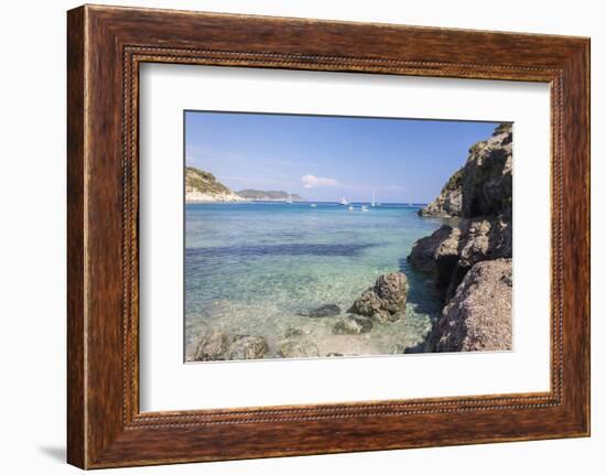 Sailboats in the turquoise sea, Fetovaia Beach, Campo nell'Elba, Elba Island, Livorno Province, Tus-Roberto Moiola-Framed Photographic Print