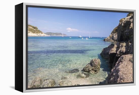 Sailboats in the turquoise sea, Fetovaia Beach, Campo nell'Elba, Elba Island, Livorno Province, Tus-Roberto Moiola-Framed Premier Image Canvas