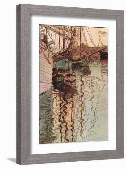 Sailboats in Wollenbewegten Water-Egon Schiele-Framed Art Print