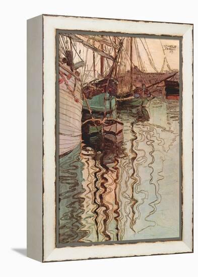 Sailboats in Wollenbewegten Water-Egon Schiele-Framed Stretched Canvas