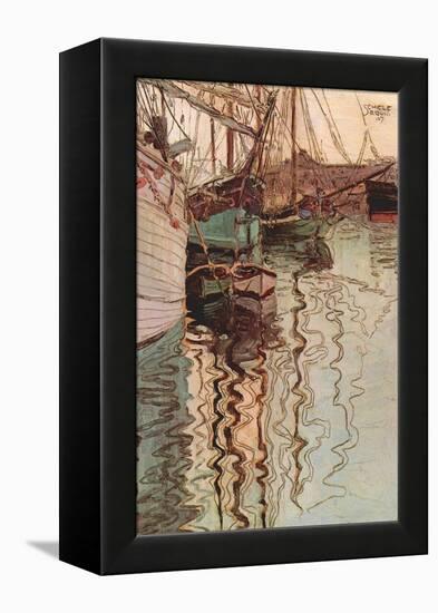 Sailboats in Wollenbewegten Water-Egon Schiele-Framed Stretched Canvas