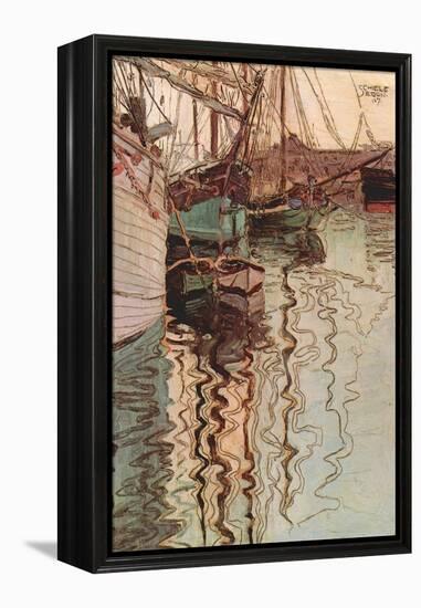 Sailboats in Wollenbewegten Water-Egon Schiele-Framed Stretched Canvas