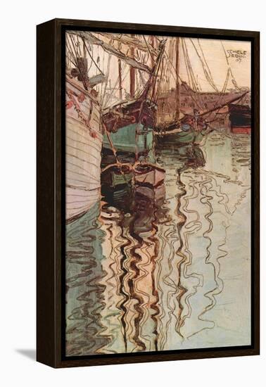 Sailboats in Wollenbewegten Water-Egon Schiele-Framed Stretched Canvas