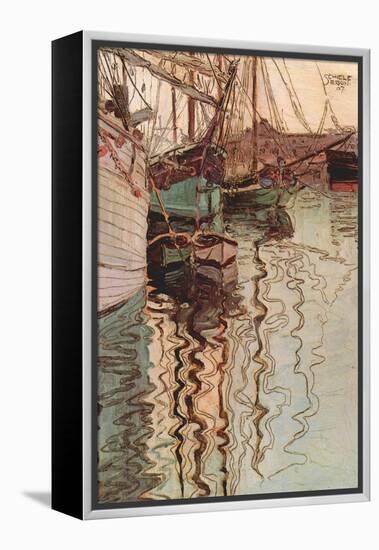 Sailboats in Wollenbewegten Water-Egon Schiele-Framed Stretched Canvas