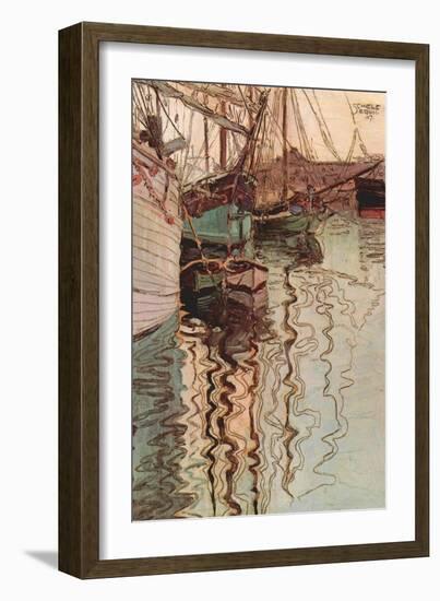 Sailboats In Wollenbewegten Water-Egon Schiele-Framed Art Print