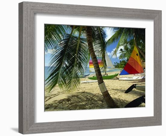 Sailboats on Mullins Beach, Near the King's Beach Hotel, St. Peter Parish, Barbados, West Indies-Robert Francis-Framed Photographic Print