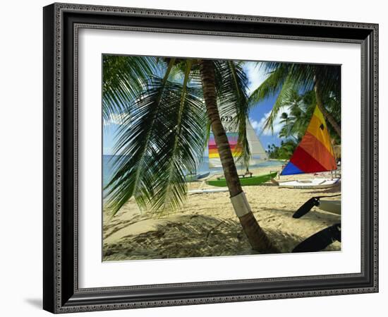 Sailboats on Mullins Beach, Near the King's Beach Hotel, St. Peter Parish, Barbados, West Indies-Robert Francis-Framed Photographic Print