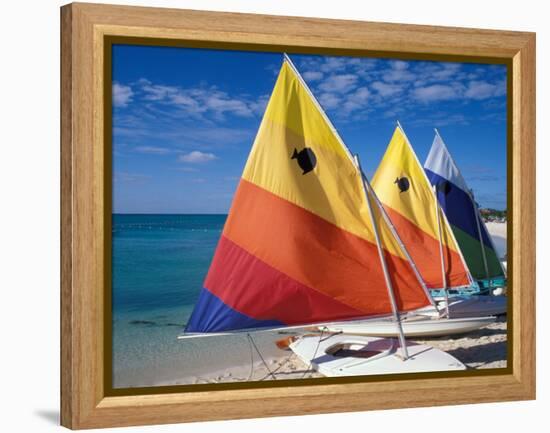Sailboats on the Beach at Princess Cays, Bahamas-Jerry & Marcy Monkman-Framed Premier Image Canvas