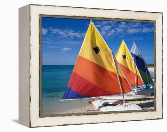 Sailboats on the Beach at Princess Cays, Bahamas-Jerry & Marcy Monkman-Framed Premier Image Canvas