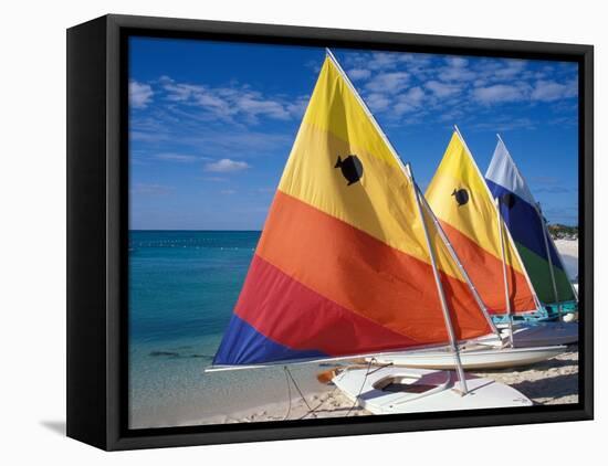 Sailboats on the Beach at Princess Cays, Bahamas-Jerry & Marcy Monkman-Framed Premier Image Canvas