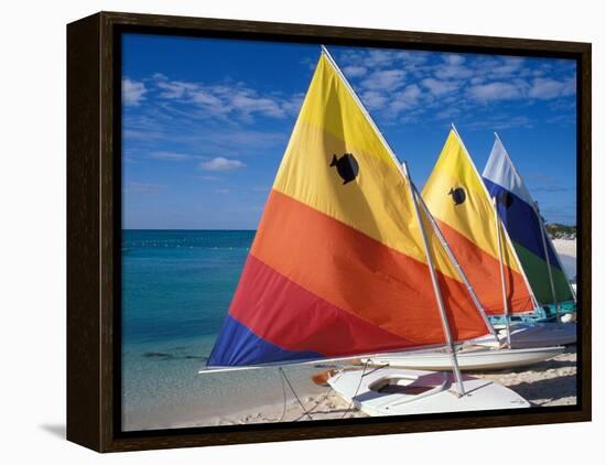 Sailboats on the Beach at Princess Cays, Bahamas-Jerry & Marcy Monkman-Framed Premier Image Canvas