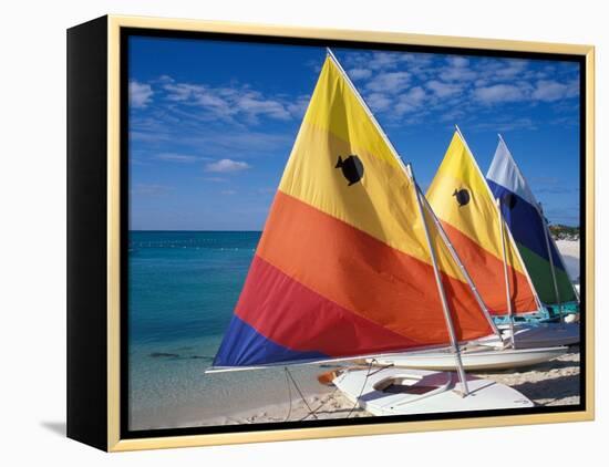 Sailboats on the Beach at Princess Cays, Bahamas-Jerry & Marcy Monkman-Framed Premier Image Canvas