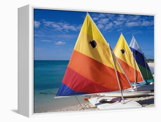 Sailboats on the Beach at Princess Cays, Bahamas-Jerry & Marcy Monkman-Framed Premier Image Canvas