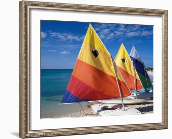 Sailboats on the Beach at Princess Cays, Bahamas-Jerry & Marcy Monkman-Framed Photographic Print