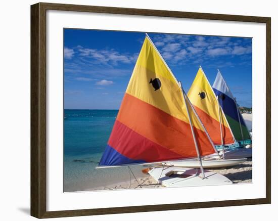 Sailboats on the Beach at Princess Cays, Bahamas-Jerry & Marcy Monkman-Framed Photographic Print