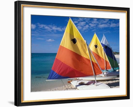 Sailboats on the Beach at Princess Cays, Bahamas-Jerry & Marcy Monkman-Framed Photographic Print