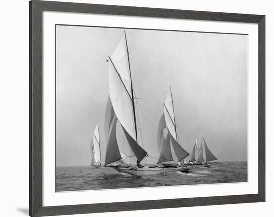 Sailboats Sailing Downwind, CA. 1900-1920-Edwin Levick-Framed Art Print