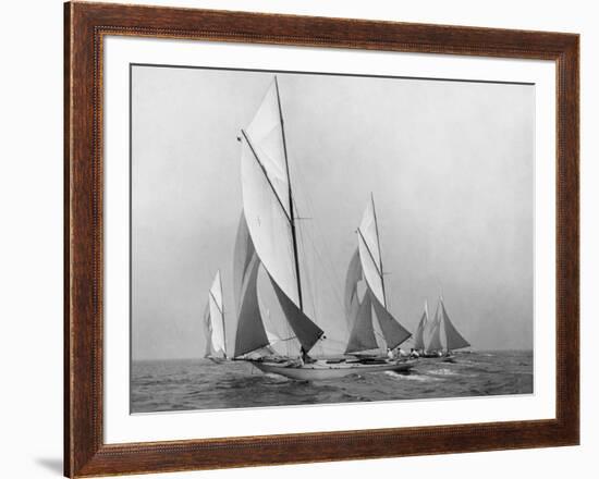 Sailboats Sailing Downwind, CA. 1900-1920-Edwin Levick-Framed Art Print