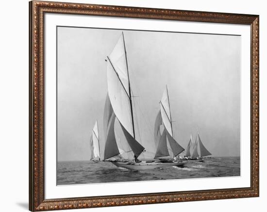 Sailboats Sailing Downwind, CA. 1900-1920-Edwin Levick-Framed Art Print