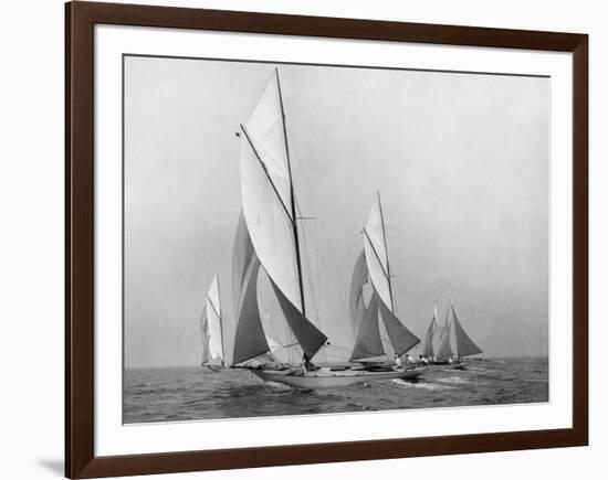 Sailboats Sailing Downwind, CA. 1900-1920-Edwin Levick-Framed Art Print