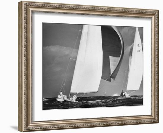 Sailboats Weatherly and Australian Contender Gretel in America's Cup Races-George Silk-Framed Photographic Print